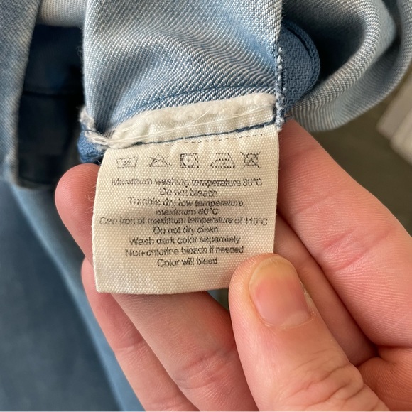 Defry 01 Solid Light Blue Denim Cropped Wide Leg Pants Size 6 Regular - Picture 7 of 8